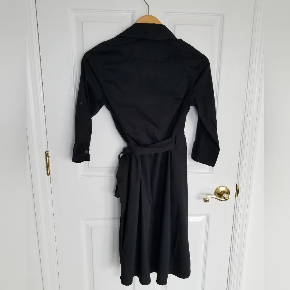 Converse One Star Black Wrap  Dress 3/4 roll sleeve tab Tie Size  XS - Picture 2 of 11